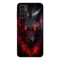 Coque Maniacase pour Samsung Galaxy A14 5g Loup noir feu rouge