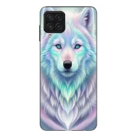 Coque Maniacase pour Samsung Galaxy A22 4g Loup blanc reflet violet negro