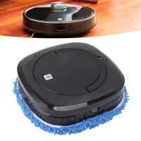 Robot Aspirador Y Fregador Autónomo Con Depósito De Agua – Tipo Robot Fregador – Material Abs – 23 Cm – Negro – 1 Robot + 2 Mopas
