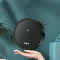 [aspiradora Robot] Aspiradora Robot Inteligente 3 En 1 Usb Con Función De Limpieza Automática Para Apartamentos Pequeños, Plástico Negro, Batería De Litio, 490 G, 1 Unidad