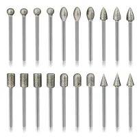 Juego De Fresas De Diamante Para Tallado, Kit De Pulido De 20 Piezas, Accesorios Para Herramientas Rotativas, Vástago De 3 Mm Para Grabado, Arena Fina De Grano 150.