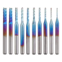 10 Fresas Para Router Cnc Con Recubrimiento Azul Nano, 0,8-3,175 Mm, Vástago De 1/8.