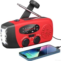 Radio Solar De Emergencia, Radio De Manivela Autoalimentada Con Linterna Led, Estación Meteorológica Am/fm/wb Con Batería Recargable De 2000 Mah Para Cargar Teléfonos Inteligentes En Caso De Emergenci
