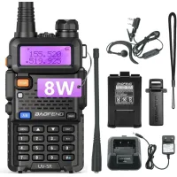 Radio Fm De Alta Potencia Uv-5r De 8 W, 128 Canales, Transmisor-receptor De Radiocomunicación Con Auriculares, Color Negro.