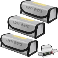 Bolsas De Seguridad Para Baterías Lipo De 3 Piezas, 18,567,5 Cm, Protección Contra Incendios Y Explosiones, Organizador De Baterías Ignífugo, Bolsa Protectora Para Almacenar Y Transportar Baterías De