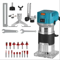 Fresadora Para Madera, Fresadora Eléctrica De 1380 W, Velocidad Del Motor De 30000 Rpm, Con 15 Fresas, Vástago De 1/4", Fresadora Para Carpintería.