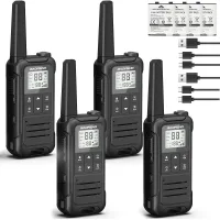 Walkie Talkies De Largo Alcance Para Adultos, Radio Portátil Recargable Baofeng Frs, Radio Bidireccional, Batería De Iones De Litio De 1400 Mah, Cable Usb-c, Walkie Talkie Noaa Vox Para Acampar Y Hace