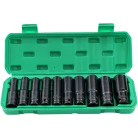 Juego De Llaves De Impacto Profundas De 1/2", 10 Piezas, Llave Métrica De 10 Mm A 24 Mm.