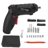 [taladro Atornillador Inalámbrico] Mini Batería Con Conexión Usb, Color Negro, Incluye 46 Puntas, Abs, 1800 Mah, 250 Rpm Para Montaje De Muebles.