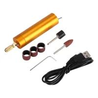 Mini Destornillador Eléctrico Usb – Taladro/pulidor De Grabado Diy, Broca De Hasta 3,2 Mm, Carcasa De Aleación De Aluminio Dorado/plateado, Juego De Accesorios