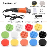 Pulidora Eléctrica (730 W) – Kit De Pulido Con 14 Almohadillas De Espuma Y Velocidad Variable De Hasta 11.000 Rpm Para Vehículos.