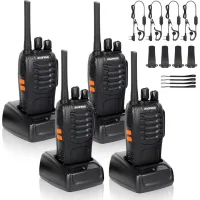 Radios Portátiles Tipo Walkie-talkie De 400-470 Mhz Con Auriculares Originales, 16 Canales Recargables, Ideales Para Comunicación En Exteriores - Negro - Otro