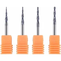 Juego De 4 Fresas Cónicas De Carburo Cnc Para Grabado - 4 Mm De Diámetro, Varias Longitudes Y Radios - Ideal Para Trabajos De Precisión - Otros