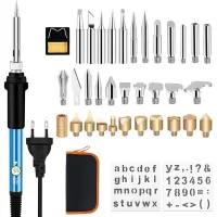 Kit Para Quemar Madera Con Soldador, Juego De 37 Piezas, 60 W, Grabador Artesanal Para Adultos Para Troncos De Madera, Corcho, Cuero, Grabado En Madera, Tallado En Madera, Temperatura Ajustable, Longi