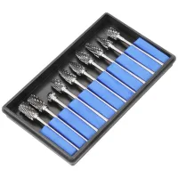 Juego De 10 Fresas Rotativas De Carburo De Tungsteno De Doble Corte, Con Cabezal De Pulido, Mango De 3 Mm, Para Herramientas Rotativas Dremel, Para Grabado En Madera, Pulido De Metal, Vidrio, Cerámica