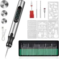Lápiz Grabador Eléctrico, Máquina De Grabado Inalámbrica Recargable Por Usb, Adecuada Para Grabar Joyas, Madera, Vidrio Y Piedra (plata).