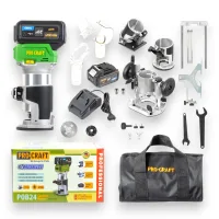 Fresadora Multifunción A Batería Procraft Pob24-1b-f 20 V 6/8 Mm Sin Escobillas + 1 Batería De 4,0 Ah + Cargador + Accesorios 3 En 1 + Bolsa