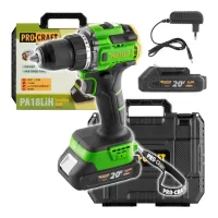 Taladro Atornillador A Batería Procraft Pa18lih-1b-c 20 V 80 Nm Sin Escobillas + 1 Batería De 2,0 Ah + Cargador + Maletín
