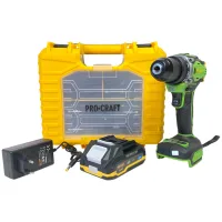 Taladro Atornillador A Batería Procraft Pa18pro2-1b-c 20 V 30 Nm Sin Escobillas + 1 Batería De 2,0 Ah + Cargador + Juego De 13 Puntas + Maletín