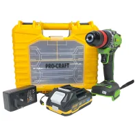Taladro Atornillador A Batería Procraft Pa18prodfr2-1b-c 20 V 30 Nm Sin Escobillas + 1 Batería De 2,0 Ah + Cargador + Juego De 13 Puntas + Maletín