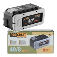 Batería Procraft 40/8 De 40 V, 8,0 Ah / 8000 Mah De Iones De Litio Con Indicador De Nivel De Carga