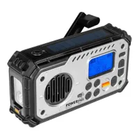 Radio Solar Dab+/fm Con Altavoz, Batería Externa, Linterna Y Reloj Powerplus Bison