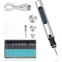 Lápiz De Grabado Eléctrico, Herramienta De Grabado Para Tallar, Mini Herramienta De Grabado Para Bricolaje, Para Papelería, Joyería Escolar, Metal, Vidrio, Piedra, Plástico, Madera Con 30 Brocas Girat