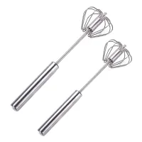 Batidora De Empuje De Acero Inoxidable De 2 Piezas: Batidora Manual Y De Pistón Fácil De Usar Para Batir Nata.