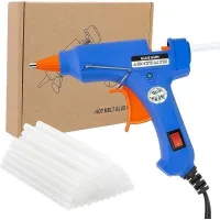 Pistola De Pegamento Caliente Ignífuga Con 30 Barras De Pegamento, Mini Pistola De Pegamento Caliente Para La Escuela, Manualidades, Arte O Reparaciones Rápidas En El Hogar, 20 W (azul)
