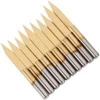 Juego De Fresas De Grabado Cnc (3,175 Mm), Fresas De 10° Con Punta De Carburo De 0,1 Mm, Fresas Cnc Con Recubrimiento De Titanio – Paquete De 10