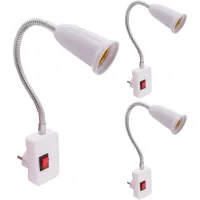 Juego De 3 Portalámparas E27: Portalámparas E27 Sin Cable Con Interruptor, Enchufe Europeo, 23 Cm, Base E27, Brazo Flexible Ajustable 360°, Portalámparas Para Lámpara De Cocina O De Garaje.