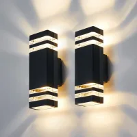 Apliques Led De Pared Para Exteriores, Juego De 2 - Iluminación Moderna Para Exteriores, Lámpara De Pared Impermeable Para Exteriores, Iluminación De Pared Exterior De 3000k Hacia Arriba/abajo, Color