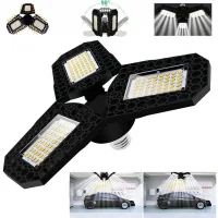 Lámpara Led De 60 W Para Garaje, Lámpara De Techo Led, Bombilla De Techo Deformable E27 Con 3 Paneles Ajustables, Luz Blanca Fría, Para Garaje, Taller, Almacén, Sótano, Pasillo O Estadio.