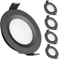 Focos Led Empotrables De 12 V, Orificio De 58-65 Mm, 3 W, 3200 K, Luces De Techo Empotrables Para Autocaravanas, Barcos, Caravanas, Furgonetas, Yates, Luz Blanca Cálida (negra).