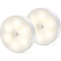 Luz Nocturna Led, Lámpara Magnética Con Sensor De Movimiento Para Interiores Con Almohadillas Adhesivas Incluidas, Se Adhiere A Cualquier Lugar, Sensor Inalámbrico Recargable Por Usb, Luz Blanca Cálid
