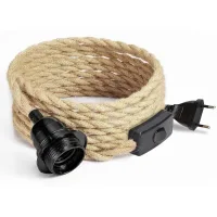 Cable Eléctrico De Lino De 4,5 M Y 2 Conductores Con Casquillo E27 E Interruptor, Para Lámparas De Bricolaje (bombilla No Incluida).
