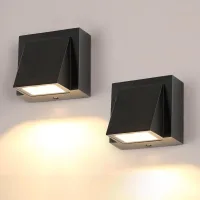 Aplique De Pared Exterior - 2 Unidades, Lámpara De Pared Led Impermeable Ip65, Luz Cálida De 5 W, 3000 K, Aplique De Pared Exterior Cuadrado De Aluminio Para Jardín, Porche, Garaje, Patio, Dormitorio,