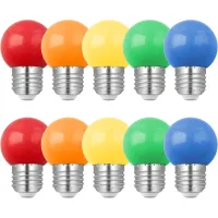 Paquete De 10 Bombillas Led De Colores E27 De 1w, Equivalentes A Bombillas Incandescentes De 10w, Bombillas De Colores De Bajo Consumo G45 De 1w, Mini Bombillas Tipo Globo, Rojo, Verde, Azul, Naranja