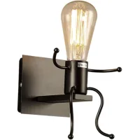 Lámpara De Pared Belle Nain Retro Industrial De Metal Negro E27 (para Asiento) [clase Energética A]