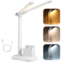 Lámpara De Escritorio Led, 3 Niveles De Brillo, 3 Colores, Protección Ocular, Alimentación Usb-c, Portátil, Plegable, Control Táctil, Regulable, Para Niños, Dormitorio Y Oficina.
