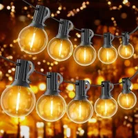 Guirnalda De Luces Led Para Exteriores De 30 M Con 50 Bombillas De Plástico Impermeables E12 G40 Para Jardín, Patio Y Terraza.