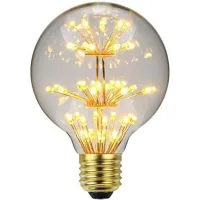Bombilla Led De Filamento G80 De 3 W, Forma Esférica Clásica, Base E27 De 220 V, Luz Blanca Cálida De 2200 K, Ángulo De Haz De 360°, Equivalente A 30 Vatios, Superficie Impresa Con Acabado Estrellado