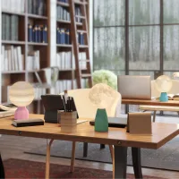 Juego De 3 Lámparas De Mesita De Noche 3d Con 3 Colores Brillo Ajustable En 10 Niveles Conexión Usb Blanco