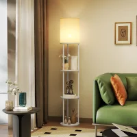 Lámpara De Pie Con Estantes Con 3 Temperaturas De Color Control Remoto Para Salón Dormitorio Oficina Blanco