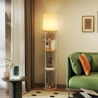 Lámpara De Pie Con Estantes Con 3 Temperaturas De Color Control Remoto Para Salón Dormitorio Oficina Natural