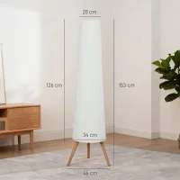Lámpara De Pie Con Trípode Brillo Ajustable 3 Niveles Interruptor De Pie Patas De Madera Y Pantalla De Tela Blanco