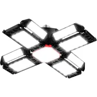 Lámpara Led De Taller De 200 W, Iluminación Para Garaje, 1 Unidad, 6500 K, Luz De Techo Deformable Con 12 Paneles Ajustables - E26 / E27, Luz Para Bodega, Taller, Granero O Almacén [clase Energética F