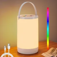 Lámpara De Noche Táctil, Recargable, Inalámbrica, Regulable, Con Luz Blanca Cálida Y Colores Rgb, Ideal Para Dormitorios Infantiles, Salas De Estar, Camping Y Como Regalo. Batería De 2200 Mah.