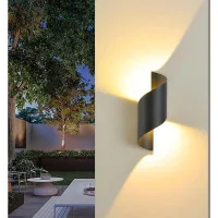 Aplique De Pared Led Para Interior/exterior, 10w 3000k Blanco Cálido, Aplique De Pared Moderno Con Iluminación Hacia Arriba/abajo, Aplique De Pared De Aluminio En Espiral Impermeable Ip65 Para Bar, Pa