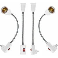 4 Unidades De Portalámparas Led E27 Para La Ue, Aplique De Pared Con Interruptor, Adaptador De Lámpara E27, Extensión De Enchufe De Pared, Toma De Corriente E27